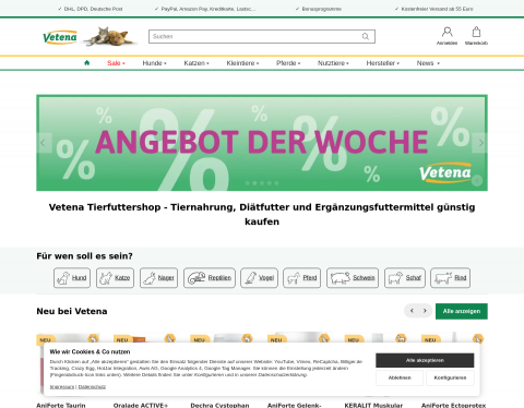 Website-Vorschau von Gesundes Tierfutter online kaufen