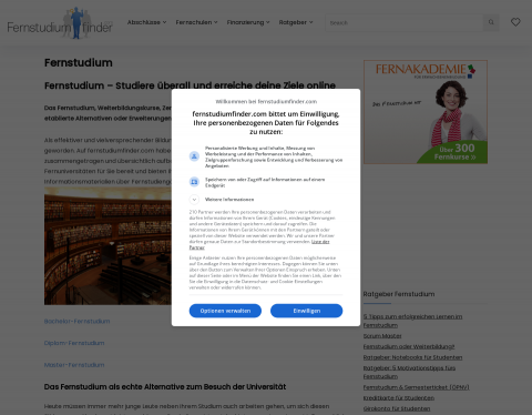 Website-Vorschau von Fernstudium - fernstudiumfinder.com