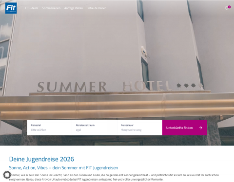 Website-Vorschau von Fit Jugendreisen-Euer Urlaub beginnt hier