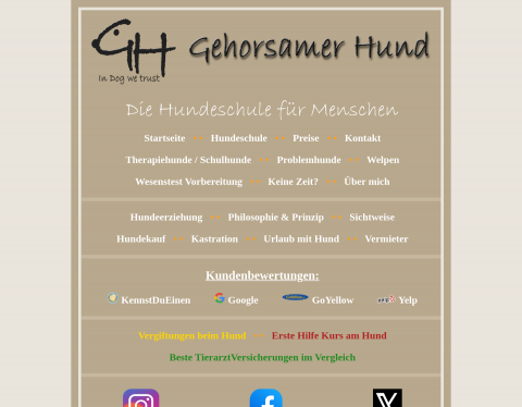 Website-Vorschau von Gehorsamer Hund - Nürnberg