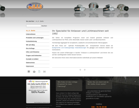Website-Vorschau von Anlasser - Lichtmaschinen - Instandsetzung