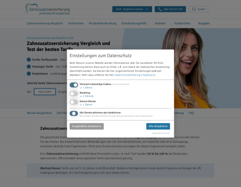 Vorschau von Zahnzusatzversicherung im Vergleich