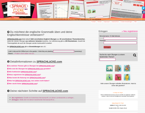 Website-Vorschau von SPRACHLüCKE: Englisch Einsetzübungen