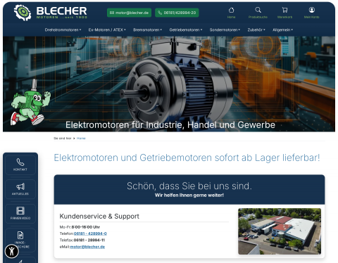 Website-Vorschau von Motoren und Generatoren von Blecher