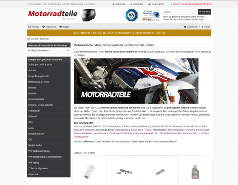 Website-Vorschau von Motorradteile Service Online Shop