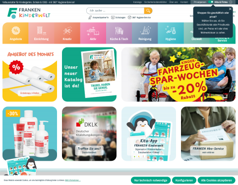 Website-Vorschau von Kindergartenbedarf, Bastelbedarf-franken