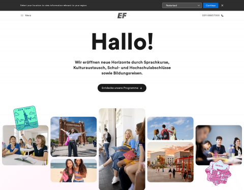 Website-Vorschau von EF Sprachreisen