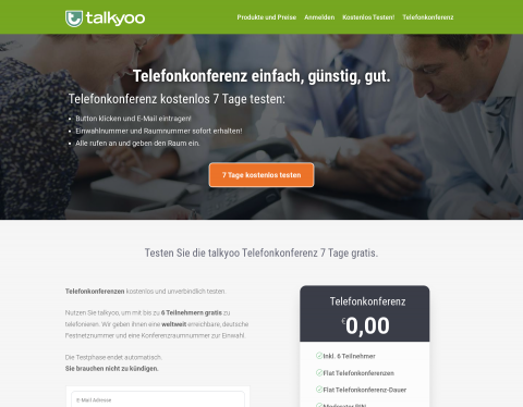 Website-Vorschau von Audiokonferenz  gratis selbst mit Handy