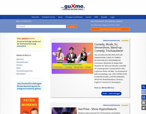 Website-Vorschau von Das grosse Kuenstler-Verzeichnis Guxme.de