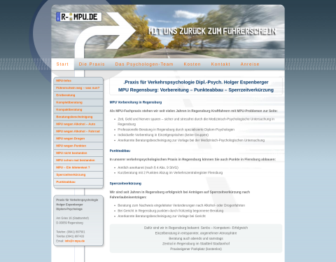 Website-Vorschau von Praxis für Verkehrspsychologie Regensburg