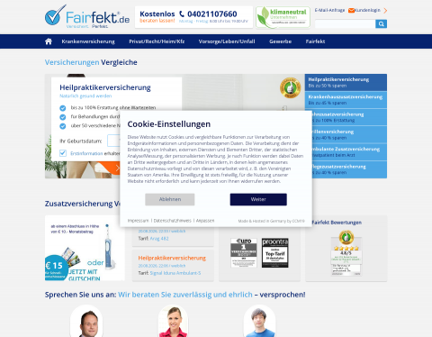 Website-Vorschau von Fairfekt - Versicherungsvergleich