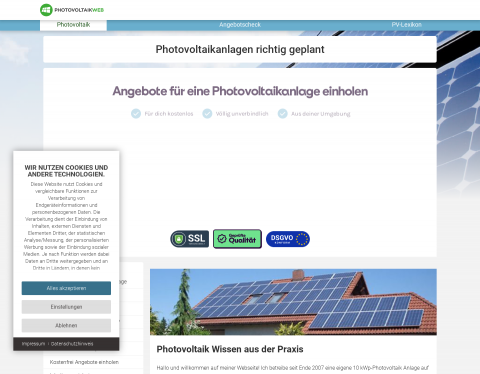 Website-Vorschau von Photovoltaik - Planung und Installation