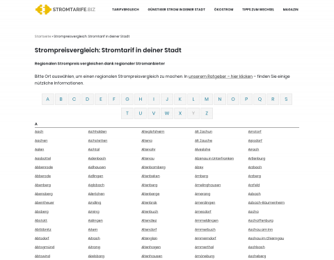 Website-Vorschau von Kostenloser online Energievergleiche