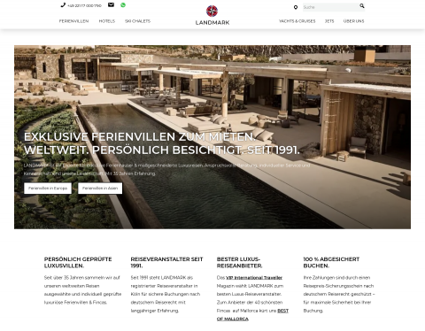 Website-Vorschau von Landmark | Luxus Ferienhäuser