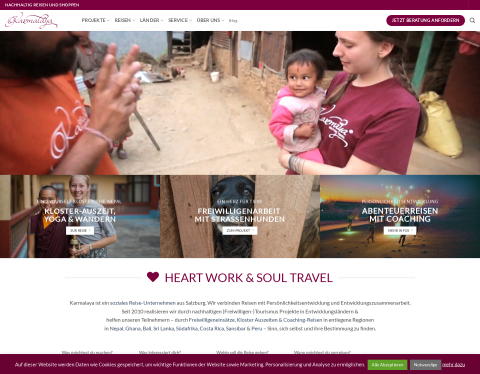 Website-Vorschau von Karmalaya - Freiwilligenarbeit & Projekte in Nepal