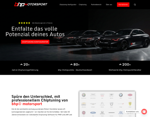 Website-Vorschau von Chiptuning und Leistungssteigerungen