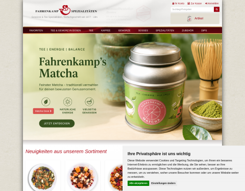 Website-Vorschau von Tee- und Gewürzversand Fahrenkamp