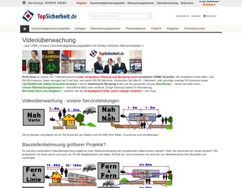 Website-Vorschau von Videoüberwachung und Sicherheitstechnik