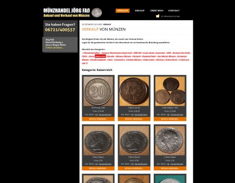 Website-Vorschau von Münzservice Jörg Faß Bingen Rhein