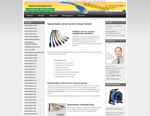 Website-Vorschau von Netzwerk Patchkabel