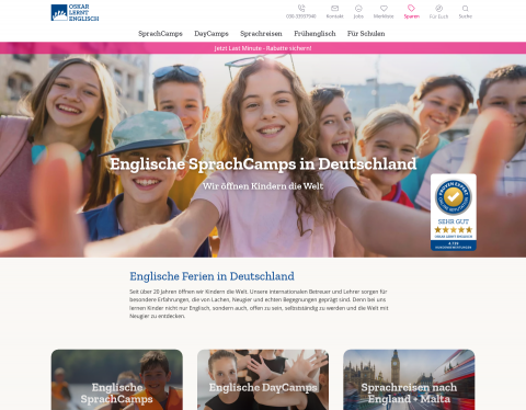 Website-Vorschau von Englische SprachCamps für Kinder