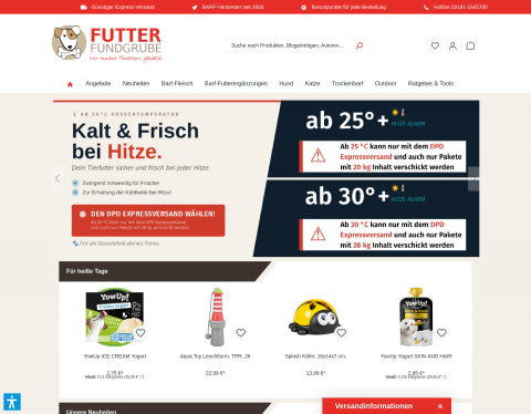 Website-Vorschau von Hundefutter und Barf Shop