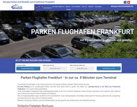 Website-Vorschau von Günstig parken am Flughafen Frankfurt