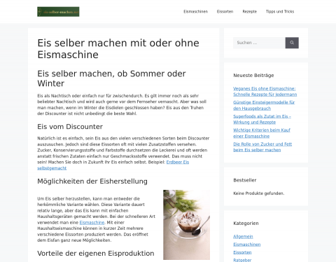 Website-Vorschau von Eis selber machen