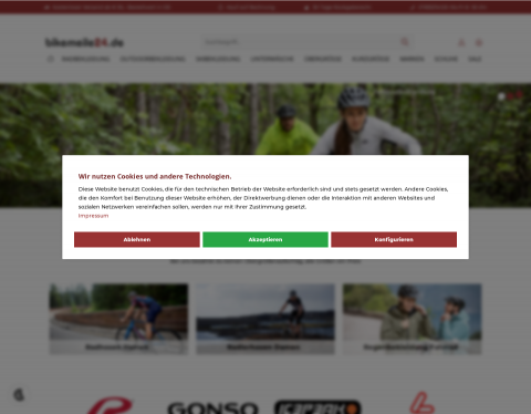 Website-Vorschau von Fahrradbekleidung und Zubehör