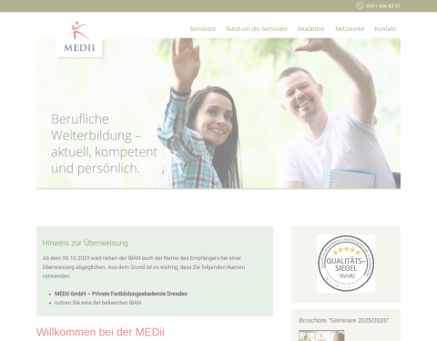 Website-Vorschau von Medii GmbH | Seminare: Alternative