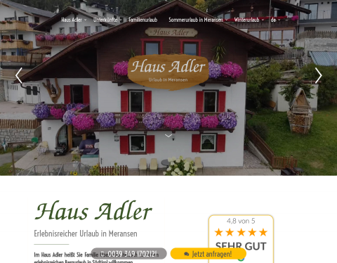 Website-Vorschau von Urlaub am Haus Adler in Meransen
