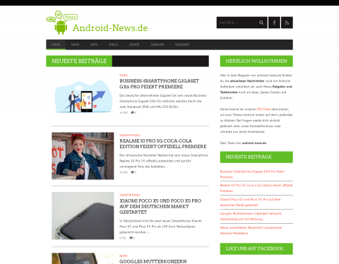 Website-Vorschau von Android News