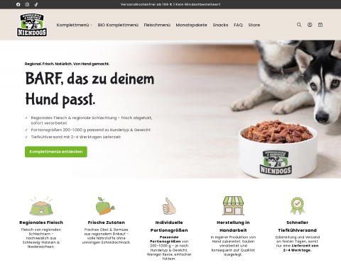 Website-Vorschau von Barf Komplett Hundefutter Shop