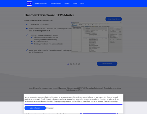 Website-Vorschau von Handwerkersoftware