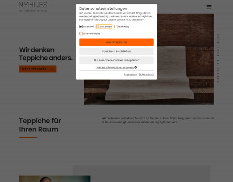 Website-Vorschau von Nyhues Designerteppiche
