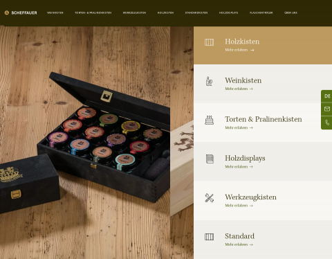 Website-Vorschau von Holzverpackungen, Holzkisten und Weinkisten
