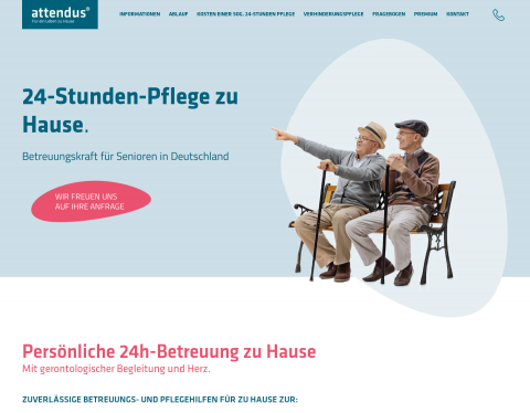 Website-Vorschau von 24h Pflege zuhause mit Attendus