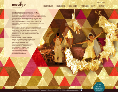 Website-Vorschau von mosaique - Feuershow und Artistik