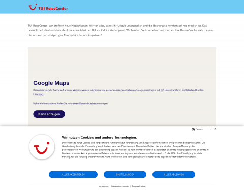 Website-Vorschau von TUI ReiseCenter - so geht Urlaub