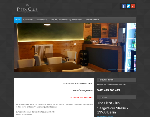 Website-Vorschau von The Pizza Club Berlin