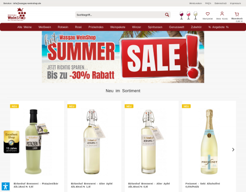 Website-Vorschau von WASGAU WeinShop ? Pfälzer Weine