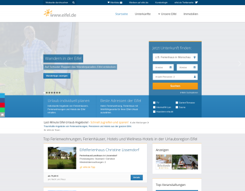 Website-Vorschau von eifel.de - Urlaub in der Eifel