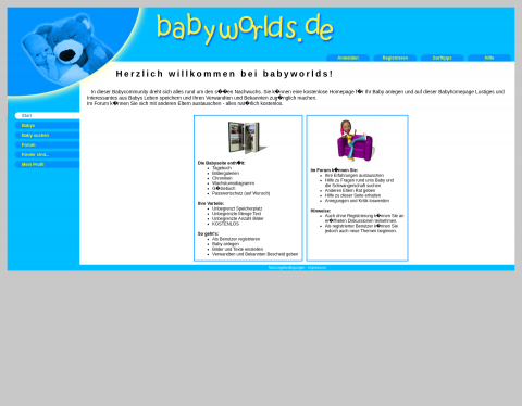 Website-Vorschau von Babyhomepage kostenlos