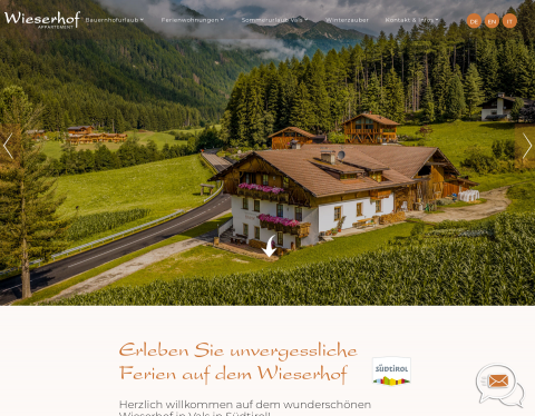 Website-Vorschau von Urlaub in Vals am Wieserhof