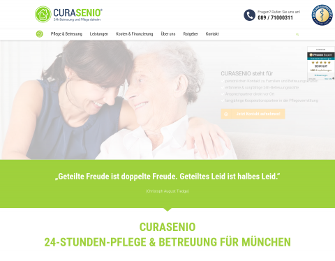 Website-Vorschau von CURASENIO - 24 Stunden Betreuung