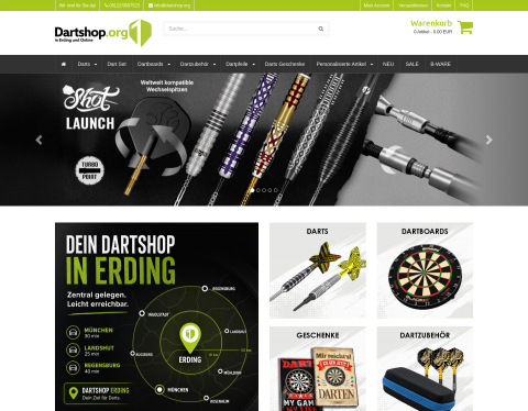 Website-Vorschau von Dartshop Online für Dartscheiben und Dartpfeile