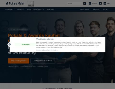 Website-Vorschau von Pokale-Meier - Online-Profi für Pokale