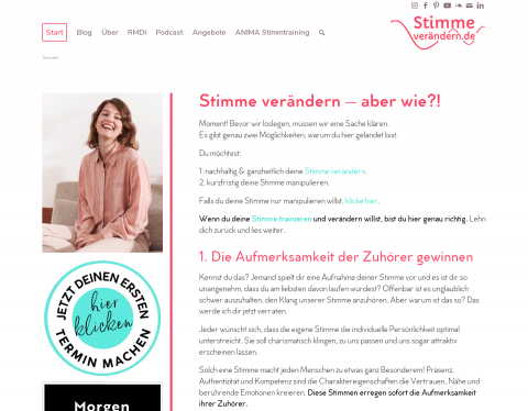 Website-Vorschau von Stimme trainieren - Stimme verändern