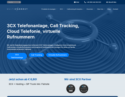 Website-Vorschau von Multiconnect GmbH Telekommunikationsunternehmen