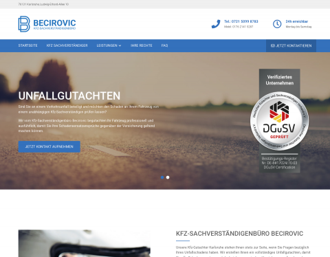 Website-Vorschau von Kfz-Sachverständigenbüro Becirovic